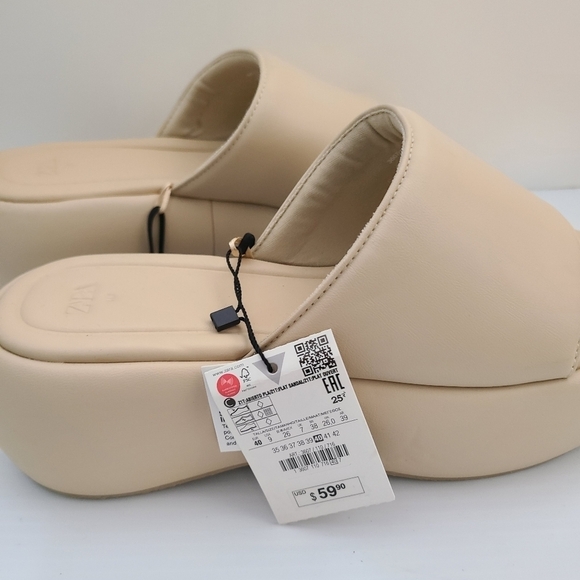 ZARA FLATFORM SANDALS BEIGE SIZE 9 | 3607/110/716 - Picture 8 of 13